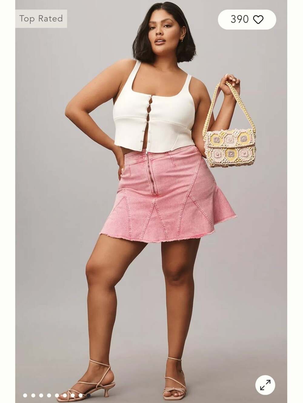 Pilcro Pink Denim Circle Skirt